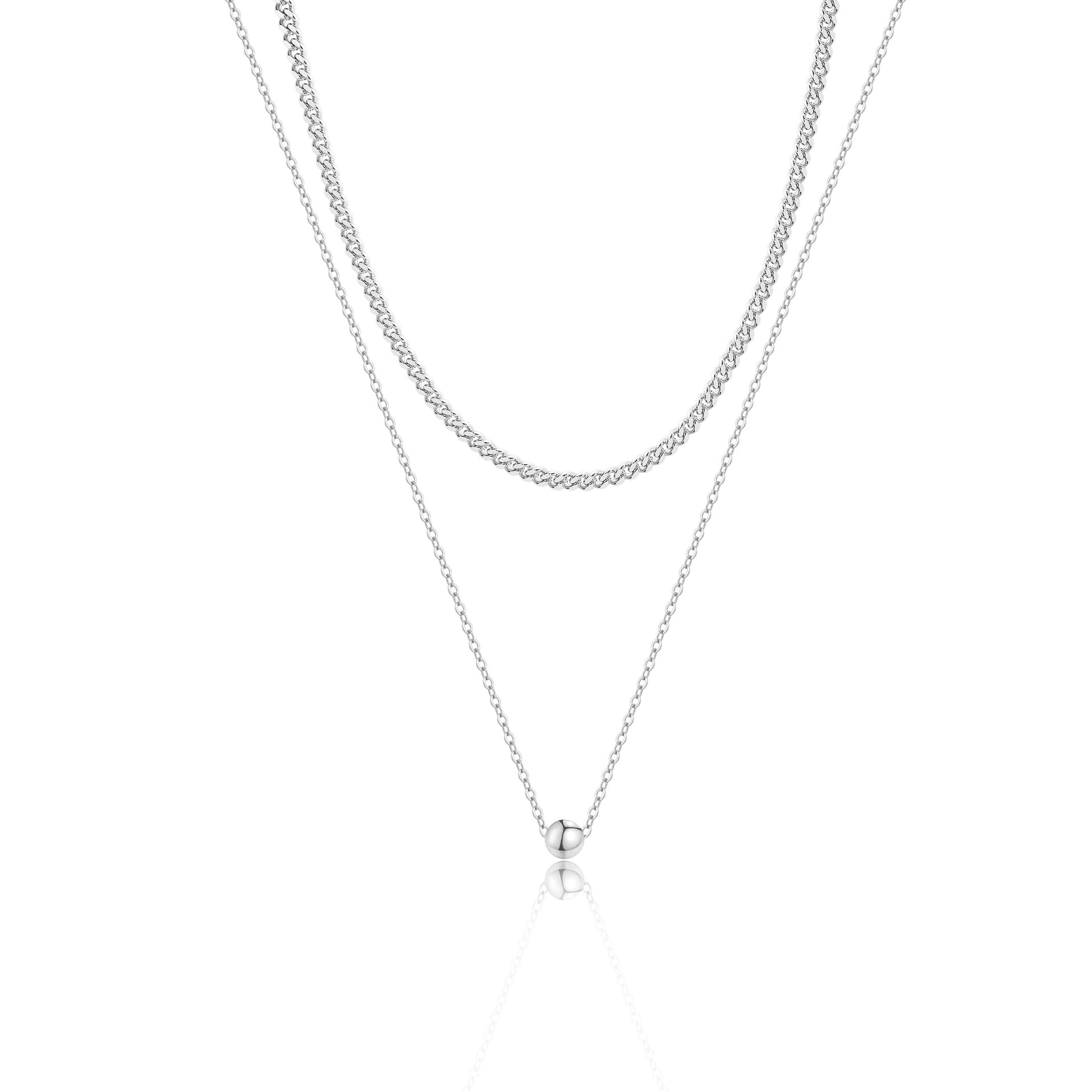 Layered Snakebone & Paper Clip Necklace Set
