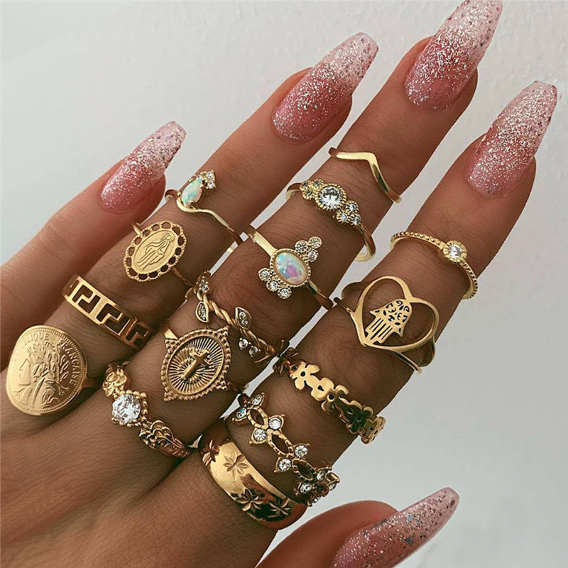 Sunflower Charm Ring Set
