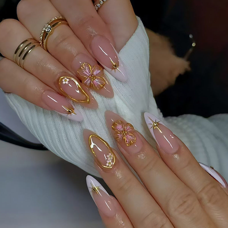 Charming Peach Blossom Nail Tip Detachable Jewelry