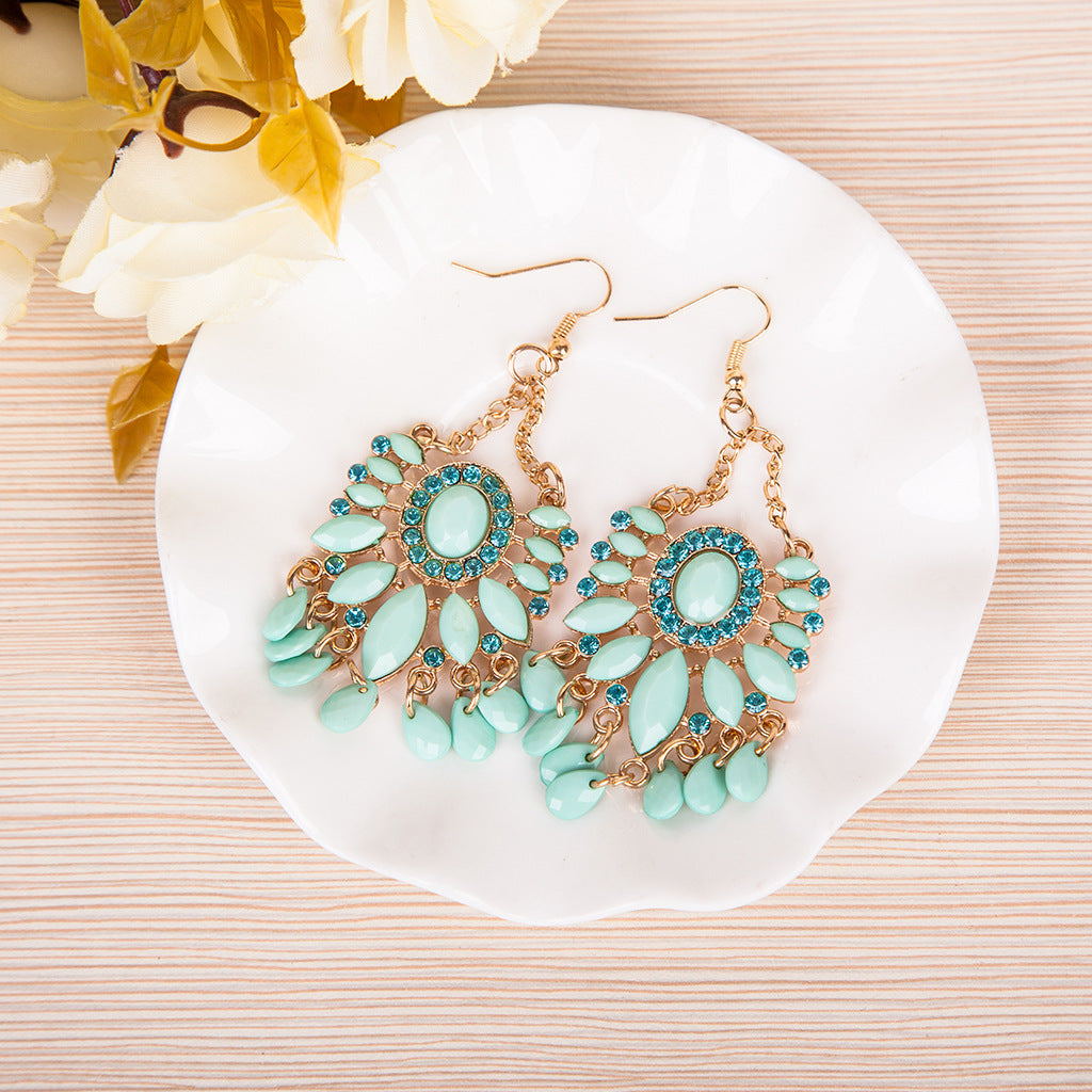 Blue Tassel Acrylic Earrings