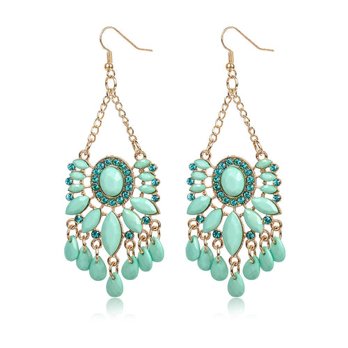 Blue Tassel Acrylic Earrings