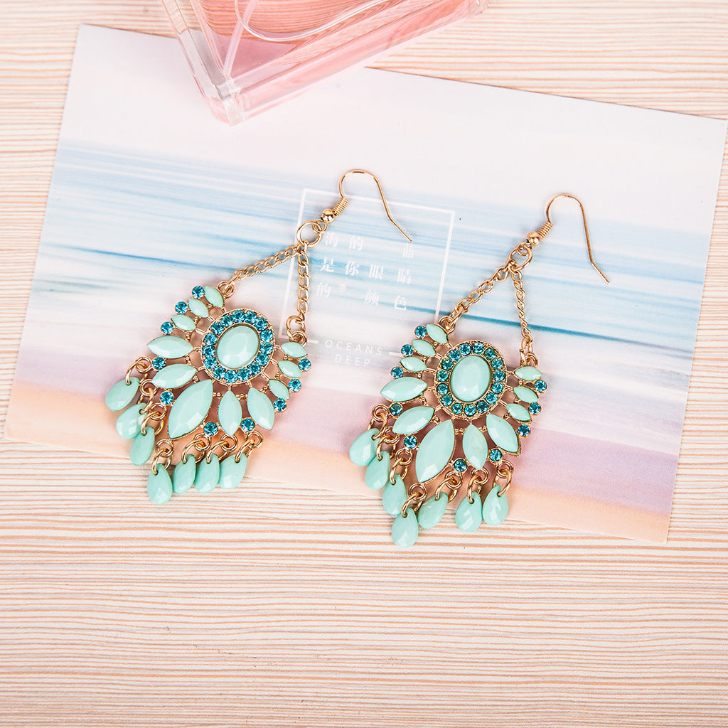 Blue Tassel Acrylic Earrings