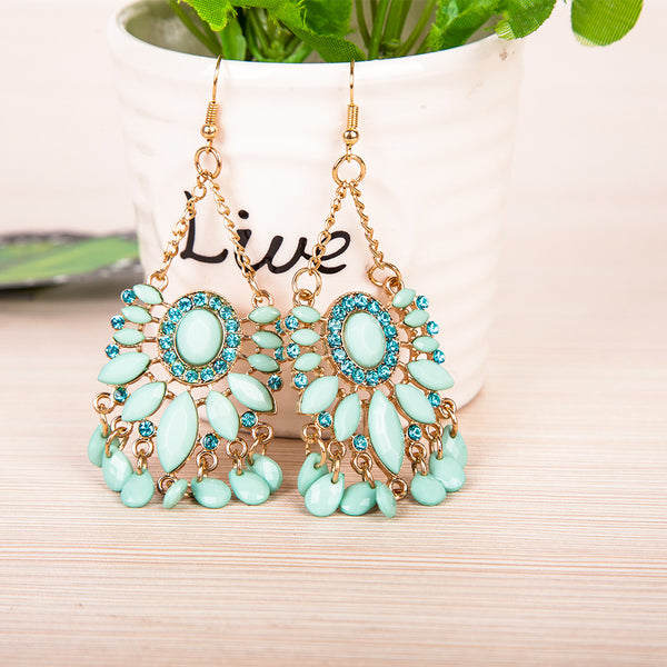 Blue Tassel Acrylic Earrings