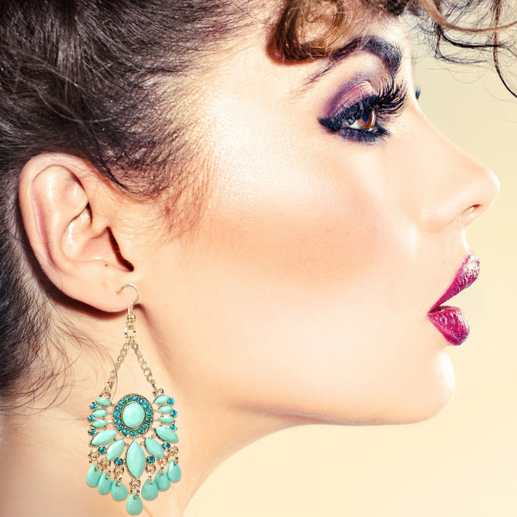 Blue Tassel Acrylic Earrings