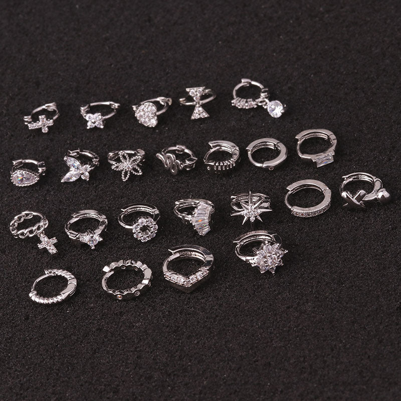 Chic Ear Bone Piercing with Micro-Inlaid Sparkle