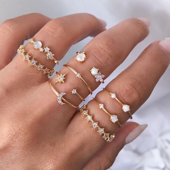 Sunflower Charm Ring Set