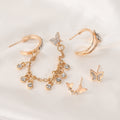 Moon & Star Butterfly Studs Earring Set