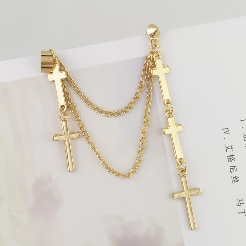Chic Cross Tassel Earrings for Everyday Style