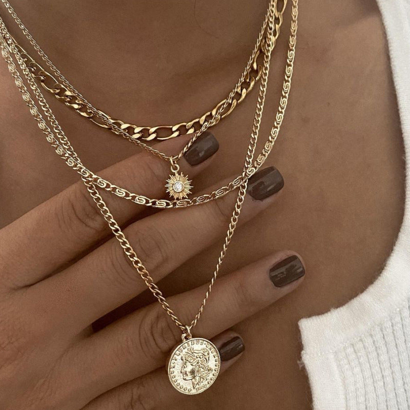 Chunky Layered Charm Necklace for Everyday Style