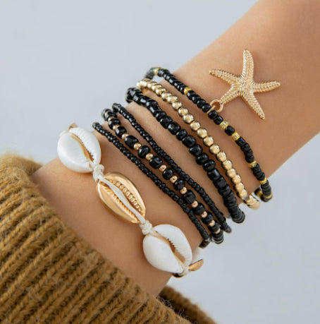 Beachy Shell Bead Bracelet Set