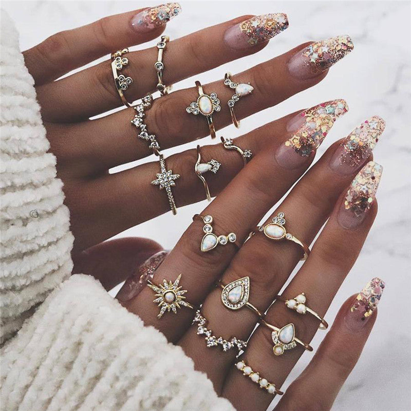 Sunflower Charm Ring Set