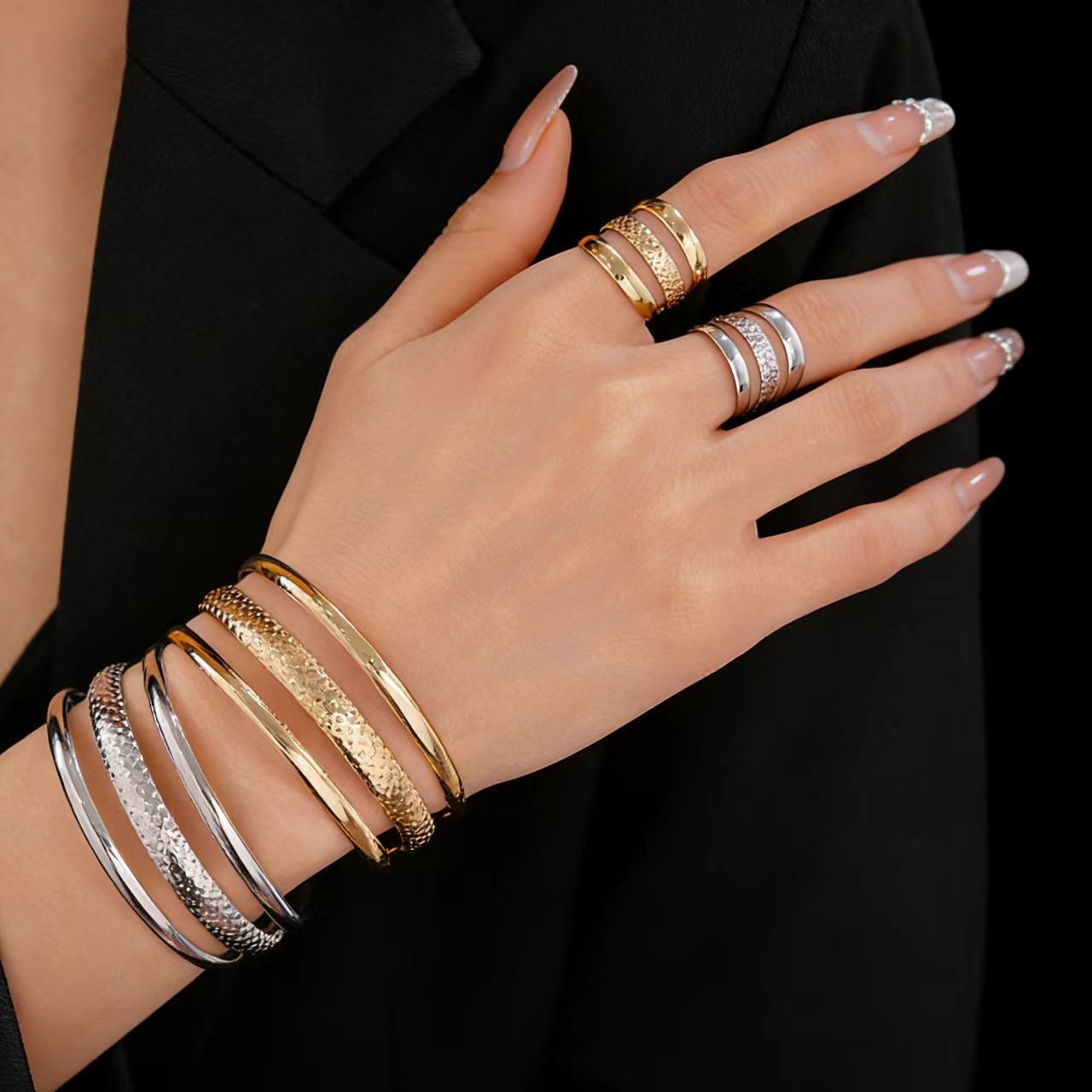 Personalized Embossed Bracelet and Ring Set