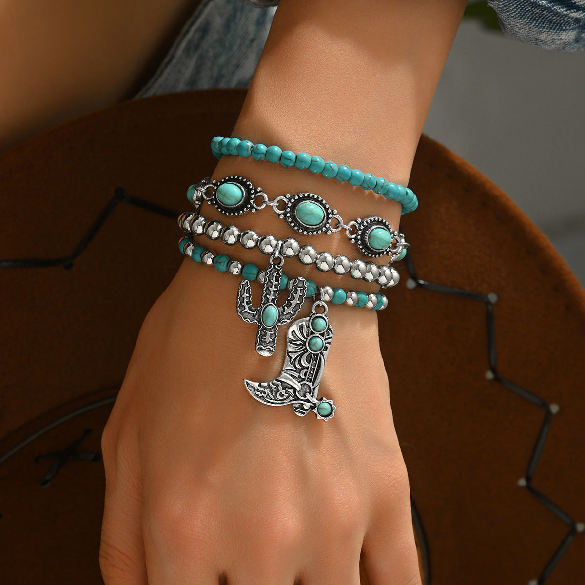 Vintage-Inspired Turquoise Inlaid Bracelet