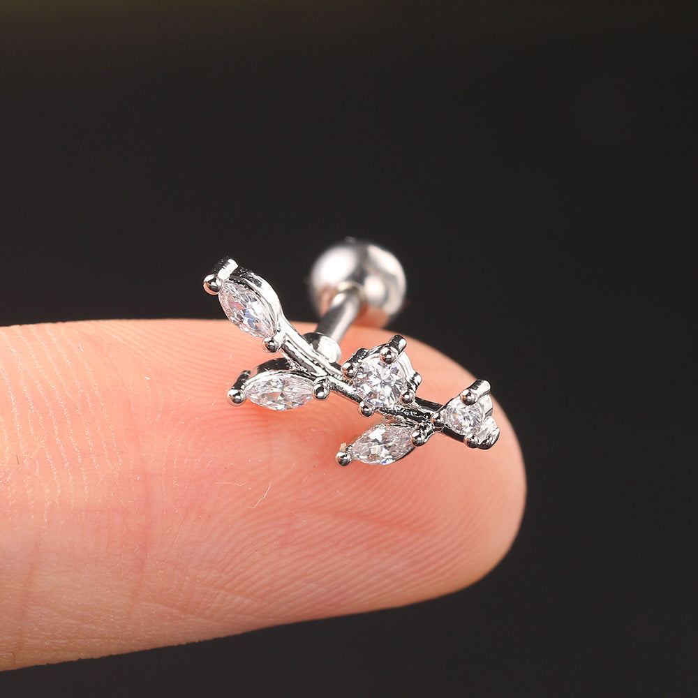 Charming Snake Leaf Stud Earrings