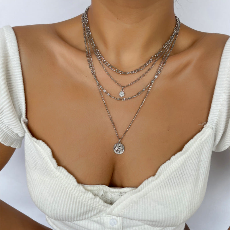 Chunky Layered Charm Necklace for Everyday Style