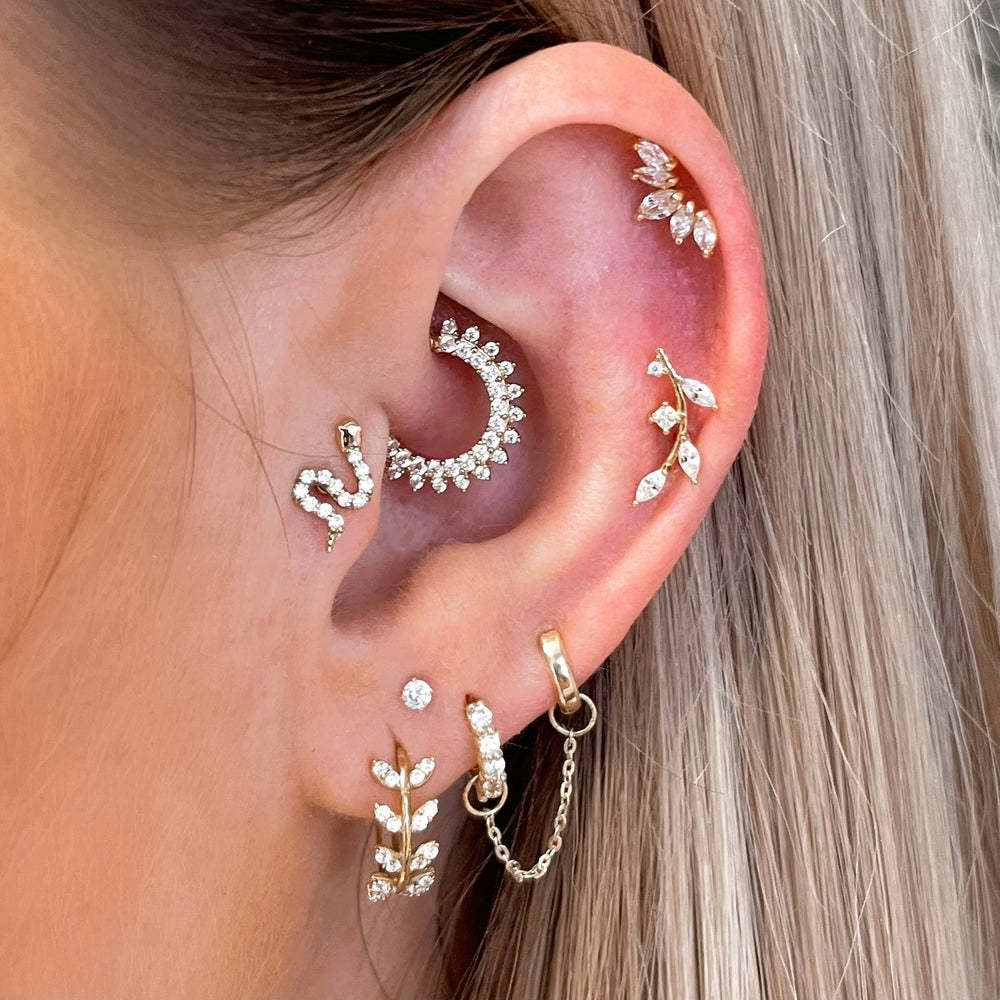 Charming Snake Leaf Stud Earrings