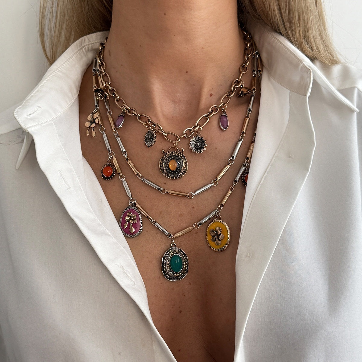 Personalized Enamel Heart Pendant Necklace & Ring Set