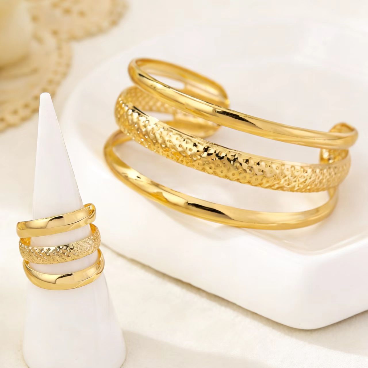 Personalized Embossed Bracelet and Ring Set