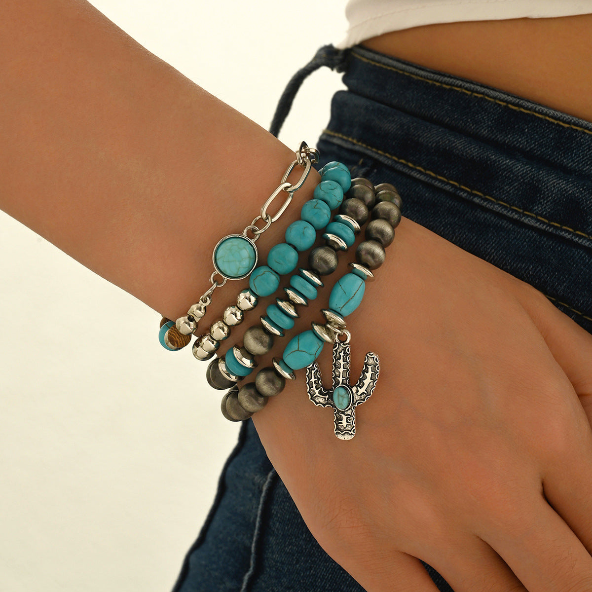 Vintage-Inspired Turquoise Inlaid Bracelet