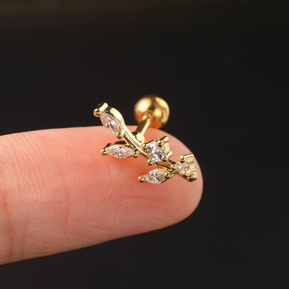 Charming Snake Leaf Stud Earrings