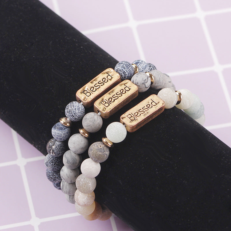 Volcanic Stone Lettering Bracelet