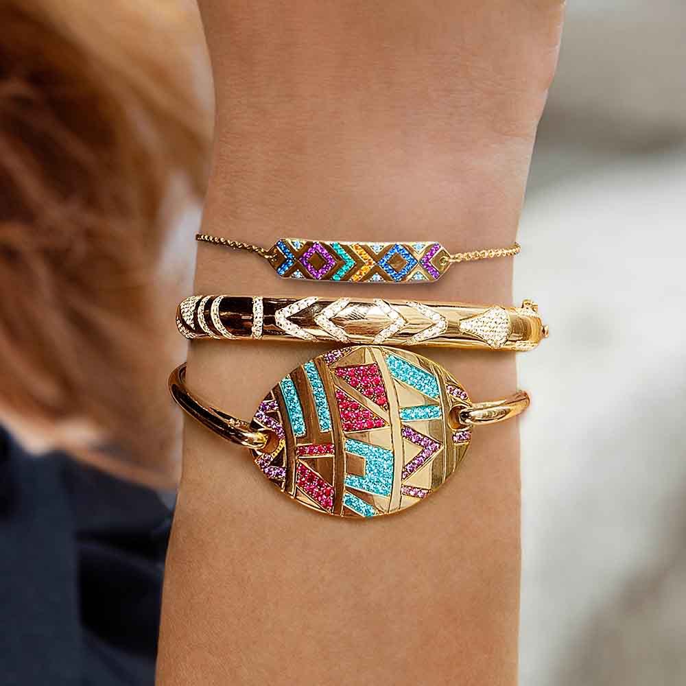 Vintage-Inspired Couple Bracelet with Colorful Accents