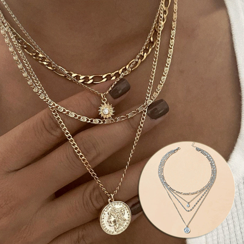 Chunky Layered Charm Necklace for Everyday Style