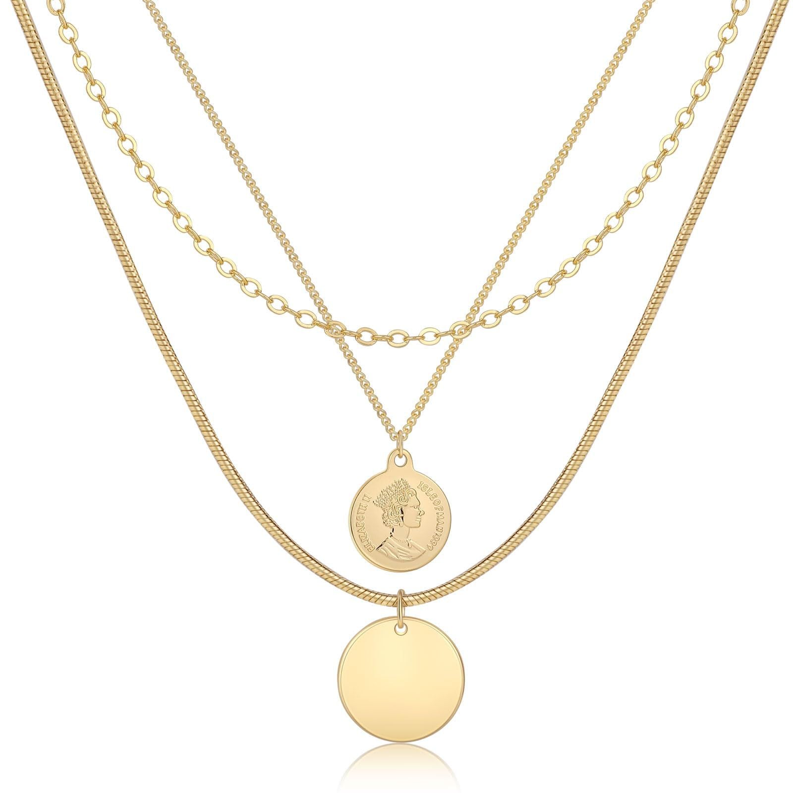Layered Snakebone & Paper Clip Necklace Set
