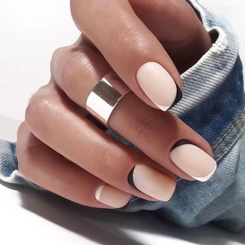 Chic Black and White Double-Piece Ring Set