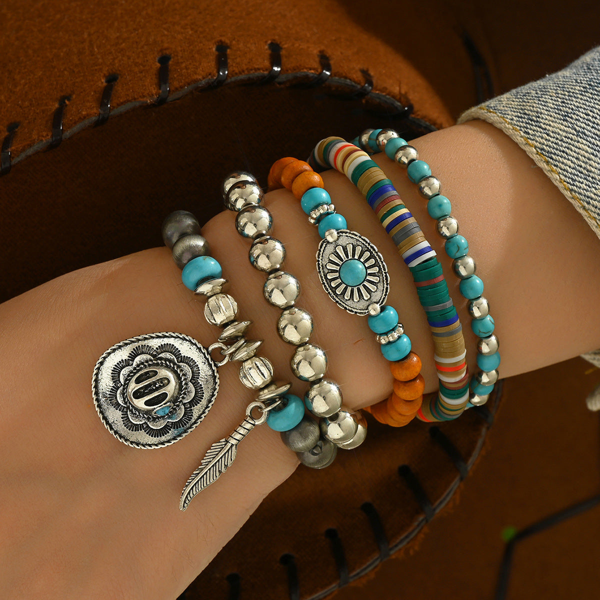 Vintage-Inspired Turquoise Inlaid Bracelet